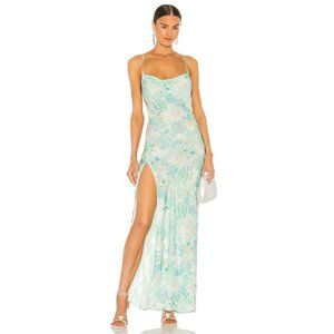 RESA River Dress Blue Floral Maxi Long Open Back Straps M NWOT $189